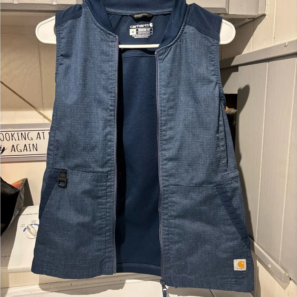 Carhartt Denim Blue Zip Vest - Picture 2 of 2